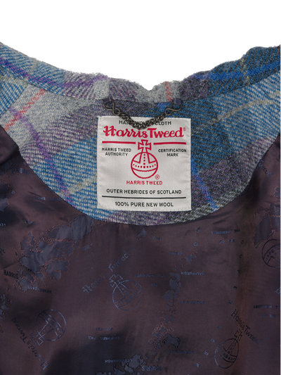 Harris Tweed Ladies Hooded Cape Lavender Check