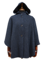 Harris Tweed Ladies Hooded Cape Navy Herringbone