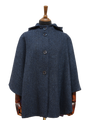 Harris Tweed Ladies Hooded Cape Navy Herringbone