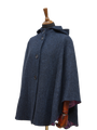 Harris Tweed Ladies Hooded Cape Navy Herringbone