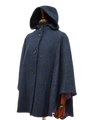 Harris Tweed Ladies Hooded Cape Navy Herringbone