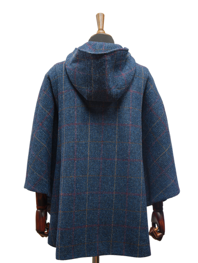 Harris Tweed Ladies Hooded Cape Ocean