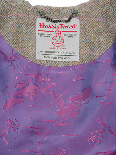 Harris Tweed Ladies Hooded Cape - Pink Check