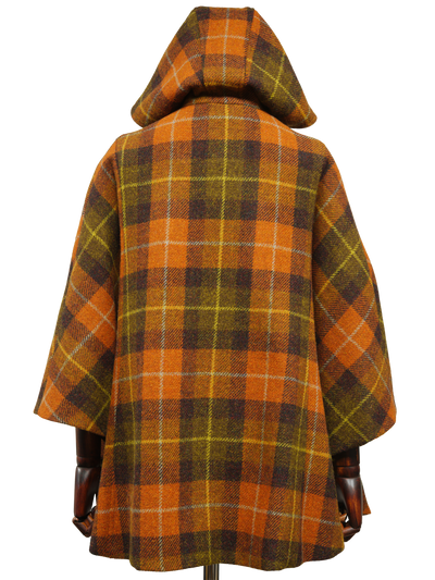 Harris Tweed Ladies Hooded Cape Rust