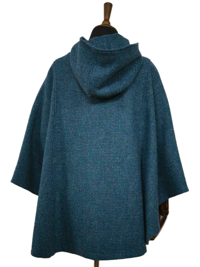 Harris Tweed Ladies Hooded Cape Teal