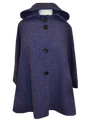 Harris Tweed Ladies Hooded Cape Violet (Black Buttons)