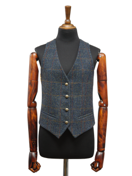 Harris Tweed Ladies Janet Waistcoat Blue Multi