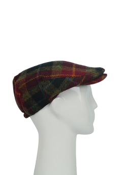 Harris Tweed Ladies Flat Cap - Green/Rust Check (HH)