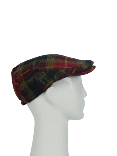 Harris Tweed Ladies Flat Cap - Green/Rust Check (HH)