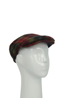 Harris Tweed Ladies Flat Cap - Green/Rust Check (HH)