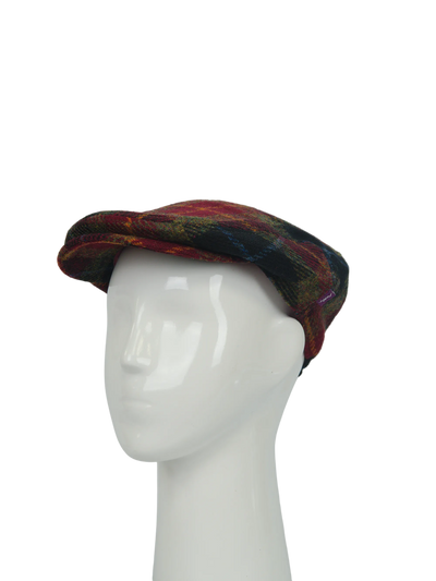 Harris Tweed Ladies Flat Cap - Green/Rust Check (HH)