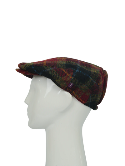 Harris Tweed Ladies Flat Cap - Green/Rust Check (HH)