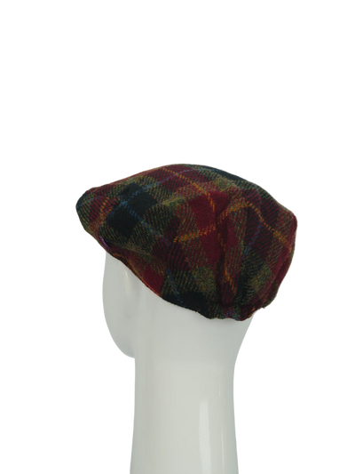 Harris Tweed Ladies Flat Cap - Green/Rust Check (HH)