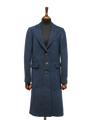 Harris Tweed Ladies Mabel Long Coat Navy Herringbone