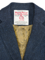 Harris Tweed Ladies Mabel Long Coat Navy Herringbone