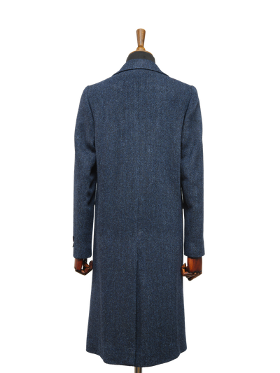 Harris Tweed Ladies Mabel Long Coat Navy Herringbone