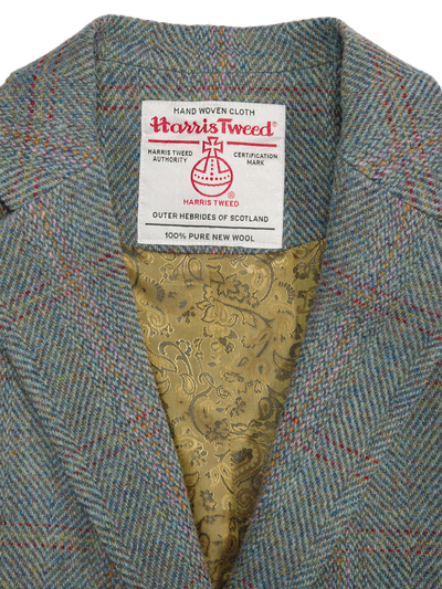 Harris Tweed Ladies Mabel Long Coat Teal Check