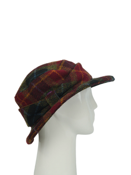 Harris Tweed Melrose Brimmed Hat - Green/Rust Check(HH)