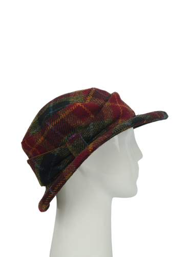 Harris Tweed Melrose Brimmed Hat - Green/Rust Check (HH)