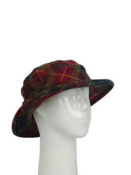 Harris Tweed Melrose Brimmed Hat - Green/Rust Check(HH)