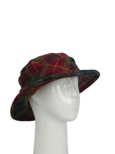 Harris Tweed Melrose Brimmed Hat - Green/Rust Check (HH)