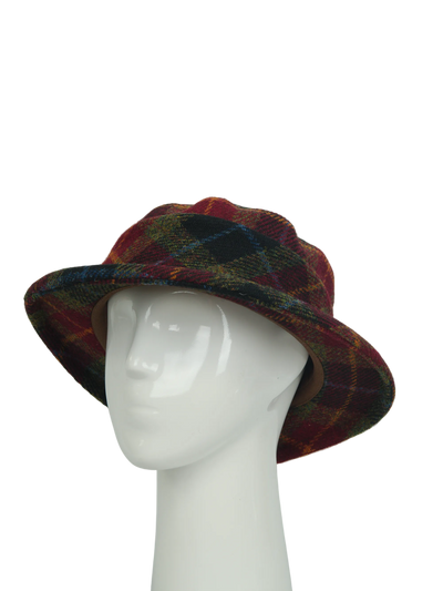 Harris Tweed Melrose Brimmed Hat - Green/Rust Check(HH)