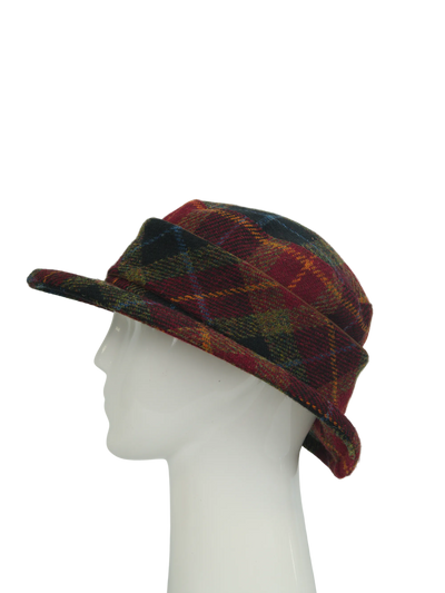 Harris Tweed Melrose Brimmed Hat - Green/Rust Check(HH)