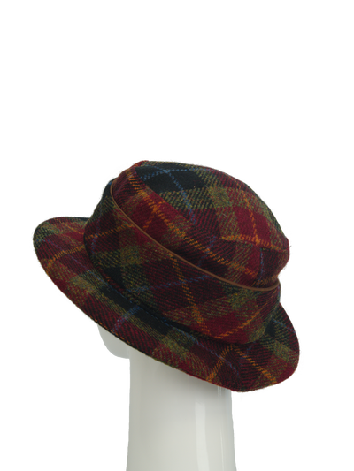 Harris Tweed Melrose Brimmed Hat - Green/Rust Check(HH)