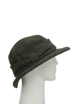 Harris Tweed Melrose Brimmed Hat - Green Herringbone With Overcheck (HH)