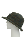 Harris Tweed Melrose Brimmed Hat - Green Herringbone With Overcheck (HH)