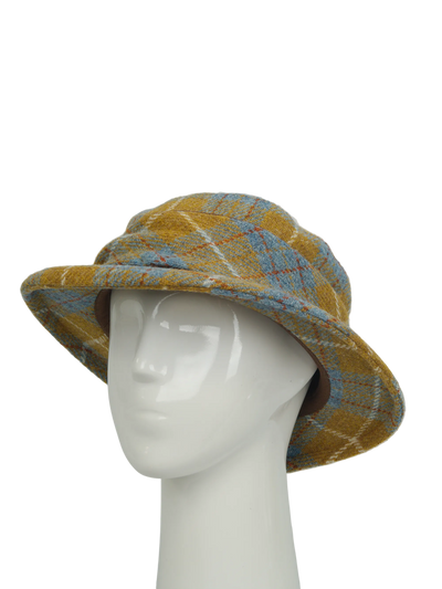Harris Tweed Melrose Brimmed Hat - Mustard Check (HH)