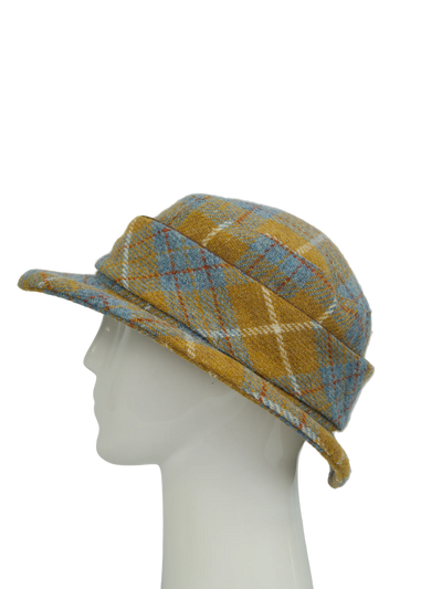 Harris Tweed Melrose Brimmed Hat - Mustard Check (HH)