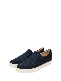 Harris Tweed Ladies Plimsoles Navy Herringbone