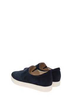 Harris Tweed Ladies Plimsoles Navy Herringbone