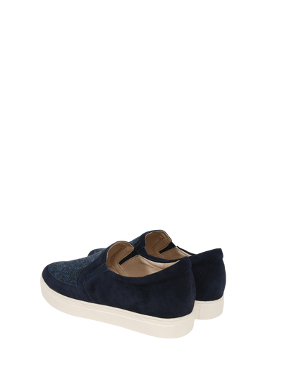 Harris Tweed Ladies Plimsoles Navy Herringbone