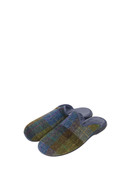 Harris Tweed Ladies Slippers Denim Sage