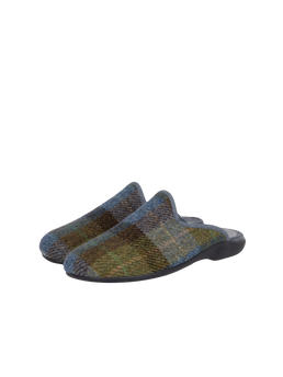 Harris Tweed Ladies Slippers - Denim Sage