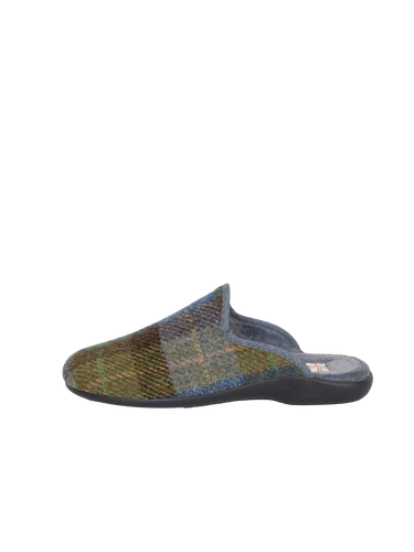 Harris Tweed Ladies Slippers - Denim Sage