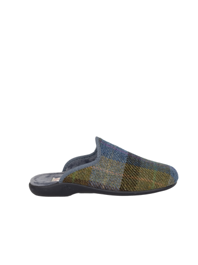 Harris Tweed Ladies Slippers - Denim Sage