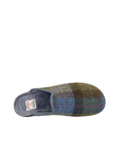 Harris Tweed Ladies Slippers - Denim Sage