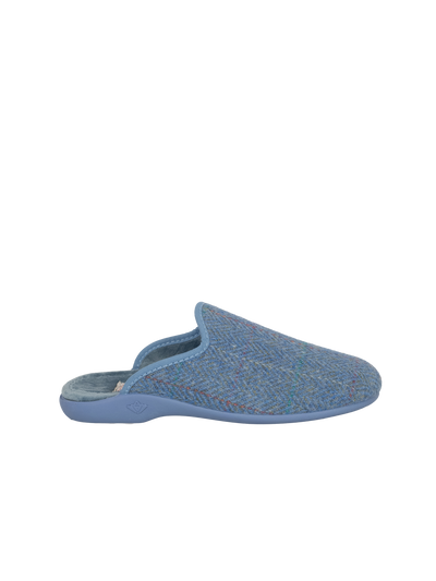 Harris Tweed Ladies Slippers - Sky Windowpane