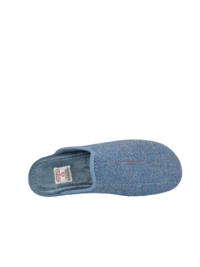 Harris Tweed Ladies Slippers - Sky Windowpane