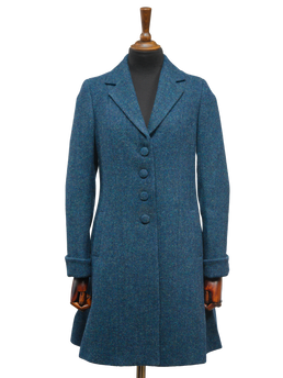 Harris Tweed Ladies Tara Coat Blue Mix Herringbone