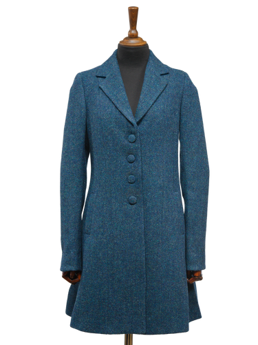 Harris Tweed Ladies Tara Coat - Blue Mix Herringbone