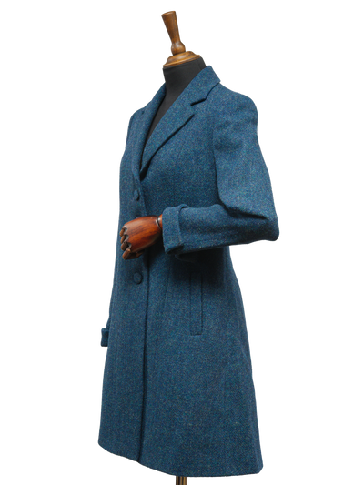 Harris Tweed Ladies Tara Coat Blue Mix Herringbone
