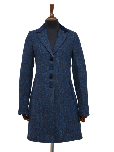 Harris Tweed Ladies Tara Coat - Navy Herringbone