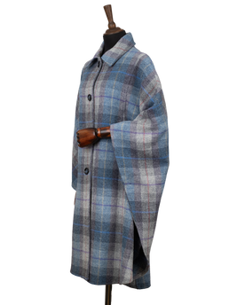 Harris Tweed Ladies Buttoned Long Cape - Lavender