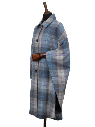 Harris Tweed Ladies Buttoned Long Cape - Lavender