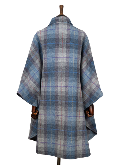 Harris Tweed Ladies Buttoned Long Cape - Lavender