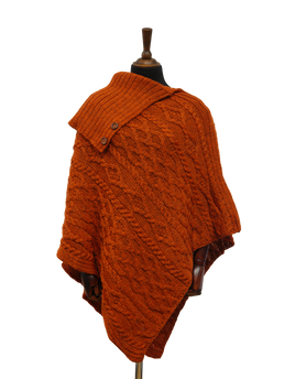 Long Neck Poncho Burnt Orange